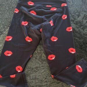 Lip Print Black Leggings